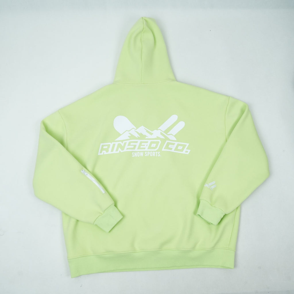 lime green dwr water resistant ultimate snow hoodie